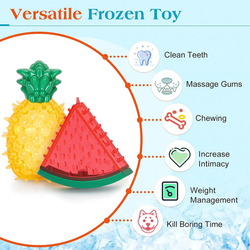 Pawaboo Pet Teether Cooling Chew Toys, Freezable Teething Toy for Puppies, Watermelon and Pineapple