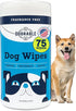 Dog Grooming Wipes - 75 Fragrance-Free Cleaning Wipes for Dogs & Puppies, Safe & Gentle, Alcohol-Free Pet Care