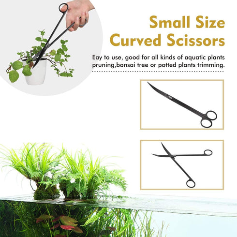 hygger Premium Long Stainless Steel Aquarium Tools, 4 PCS Plant Tweezers Scissors Spatula Kit with 1 Cleaning Cloth for