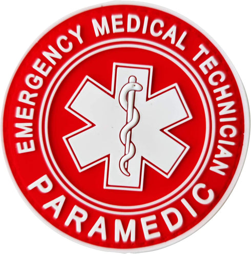 Red PVC EMT Patch, Paramedic Emergency Medical Technician Tactical Applique Attachment for Hat, Bags, Jackets