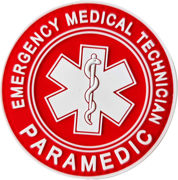 Red PVC EMT Patch, Paramedic Emergency Medical Technician Tactical Applique Attachment for Hat, Bags, Jackets