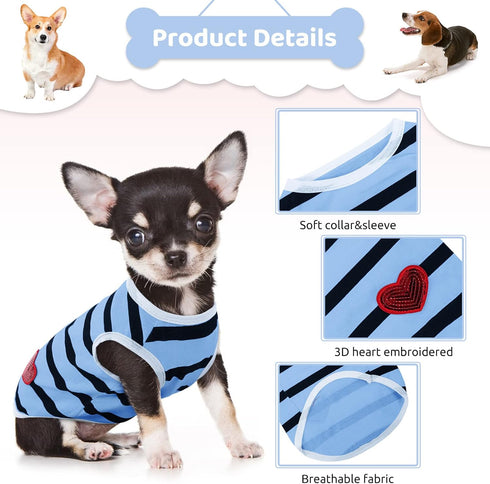 Pet Dog Striped T-Shirt, Cotton Vest for Dogs and Cats, Spring Summer Apparel for Small and Medium Pets