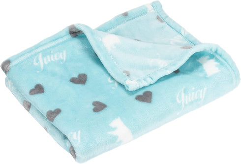 Juicy Couture Turquoise Blue Dog Blanket - Plush Throw, Lightweight, Machine Washable, for Small Medium & Large Pets