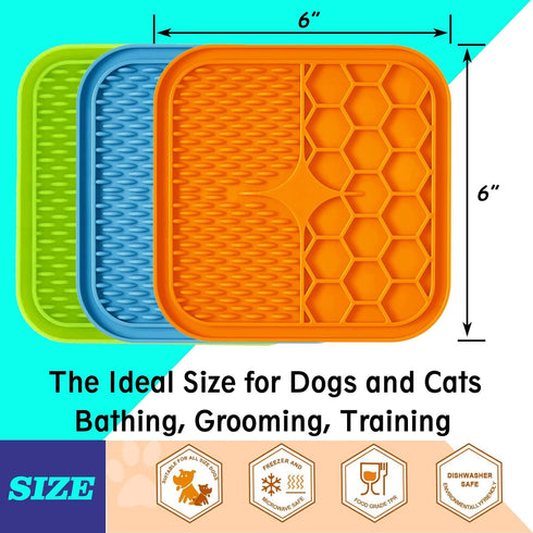 Lick Mat for Dogs, Suction Cup Dog Lick Mat for Anxiety, Slow Feeder Dispensing Treater Lick Pad (Small Blue)