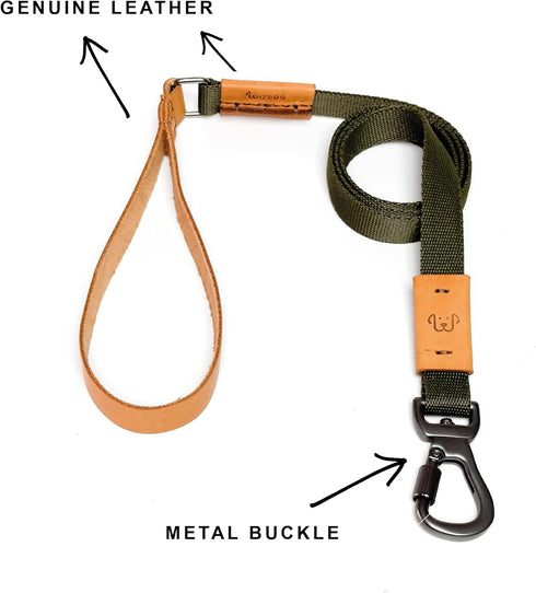 Dog Leash, 4 FT Nylon Pet Leash with Leather Handle for Large Medium Dogs, Reinforced Connection (Army)