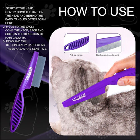 LILISAM Pet Self Cleaning Slicker Brush and Grooming Comb - Gently Removes Loose Hair, Tangles, and Dirt - Skin