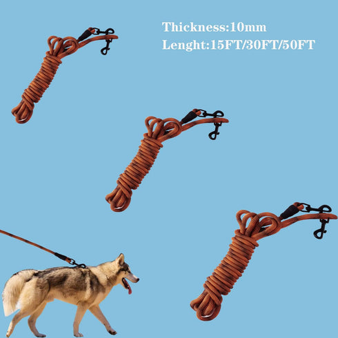Long Dog Leash 16FT/30FT/50FT Recall Training Rope, Heavy Duty Lead for Large, Medium, Small Dogs Playing or Camping