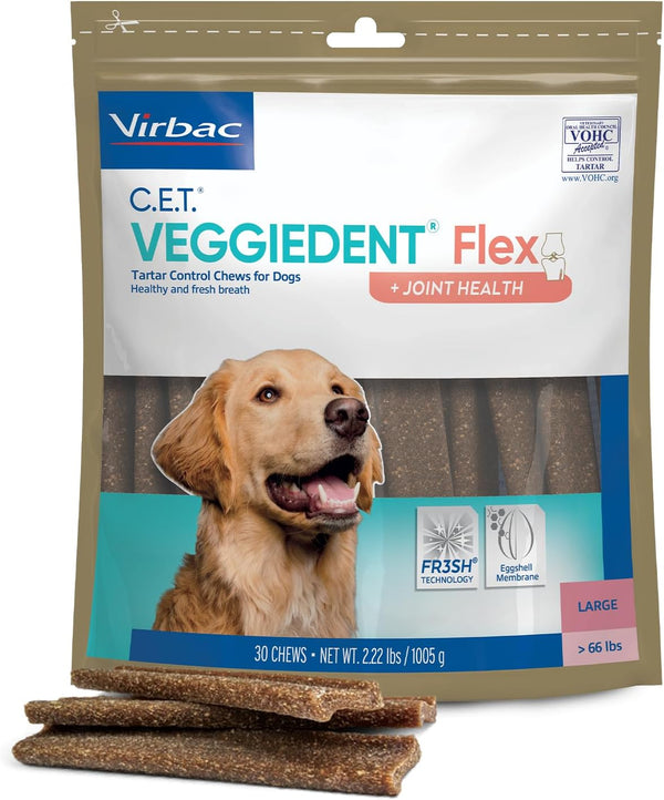 Virbac C.E.T. VEGGIEDENT Flex Tartar Control Chews for Large Dogs