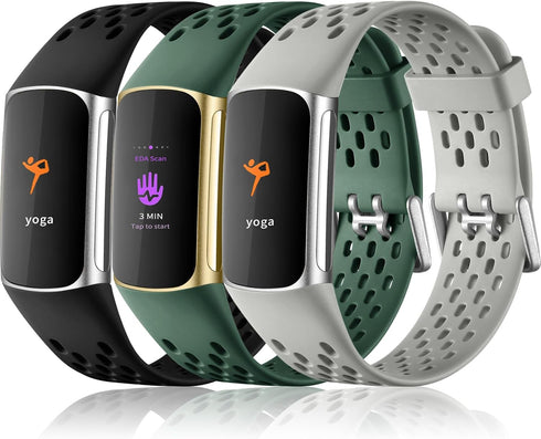 Maledan Bands for Fitbit Charge 5/6, Breathable Sport Band Soft Waterproof Replacement Wristbands for Fitness Tracker