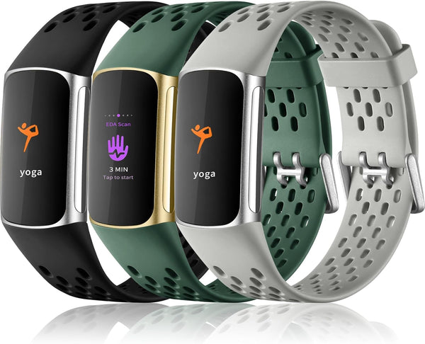 Maledan Bands for Fitbit Charge 5/6, Breathable Sport Band Soft Waterproof Replacement Wristbands for Fitness Tracker