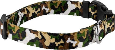 Country Brook Petz Deluxe Woodland Bone Camo Dog Collar, Made in The U.S.A., 1 Inch, Medium