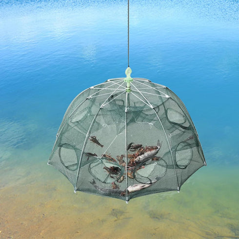 Cyrank 6 Crawfish Trap, Foldable Fishing Bait Trap Holes Hexagon Crab Trap Crawfish Fishing Net Portable Minnow Trap
