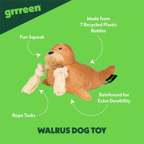 Stuffed Walrus Plush Toy for Dogs, Cute Durable Animal Chew Toy, Eco-Friendly Materials for Puppies and Adult Dogs