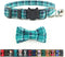 Cat Collar Breakaway with Bell and Bow Tie, Adjustable Plaid Design for Kittens, 6.8-10.8in, Cyan-Blue