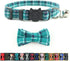 Cat Collar Breakaway with Bell and Bow Tie, Adjustable Plaid Design for Kittens, 6.8-10.8in, Cyan-Blue