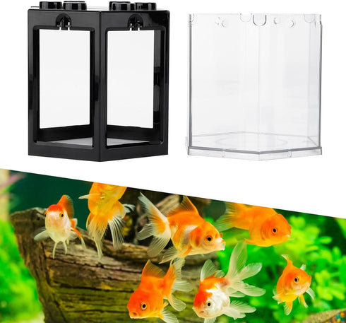 Zerodis Betta Aquarium Starter Kits, Small Crystal-Clear Aquarium for Fish-Loving Kids (Black)