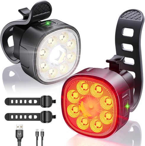 Victagen Bike Lights Kit - 9LED Bike Headlights with High & Low Beams, Waterproof for Night Riding