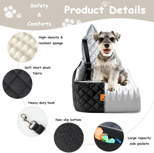 Eimuzure 6" 35 lbs Elevated Dog Booster Seat for Small & Medium Dogs up to Memory Foam Car Bed with Washable Cover