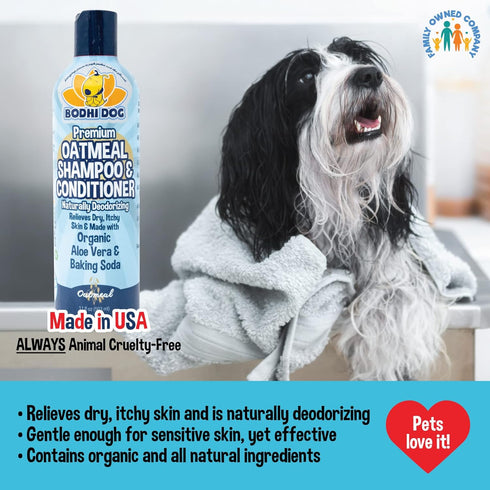 Bodhi Dog Shampoo Brush and Oatmeal Shampoo & Conditioner Bundle for Cats & Dogs, Quality Dog Wash Brush