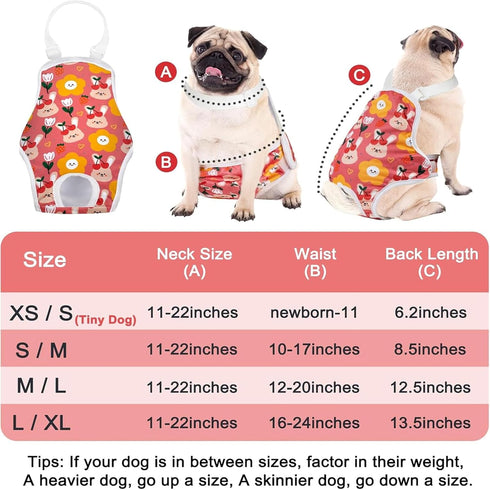 MICOOYO Dog Diaper Onesie Sanitary Pantie with Adjustable Suspender Washable Dog Period Panties Doggie Diapers Pet