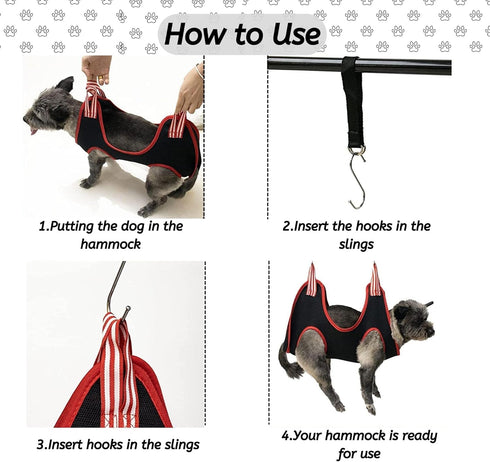 Pet Grooming Hammock - 13 PCS Grooming Kit for Cats & Dogs, Includes Nail Clippers, Scissors, and Steel Comb