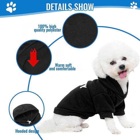 BINGPET Security Dog Hoodies, Puppy Sweater Cold Weather Coats, Soft Brushed Fleece Pet Clothes for Dog Cat
