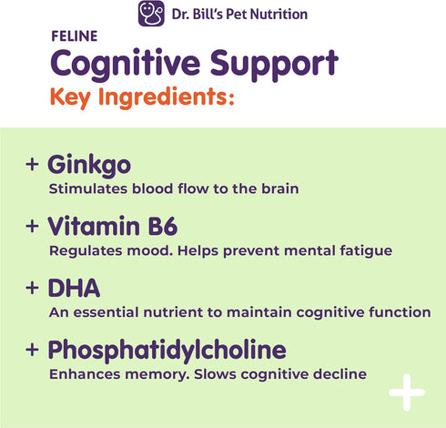 Dr. Bill's Feline Cognitive Support Supplement for Cats, Memory Support with Gingko Biloba & DHA