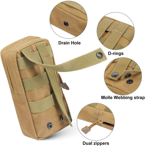 Gogoku 4-Pack Tactical Molle Pouches - Compact Utility EDC Waist Bag Pack