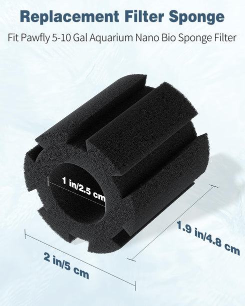 6 Pack Pawfly Replacement Filter Sponges Aquarium Nano Bio Sponge Filter, Aquarium Filter Sponges Black Bio Foam
