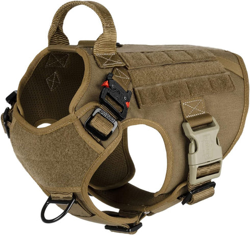 ICEFANG Tactical Dog Harness, Medium Size, 2X Metal Buckle, Working Dog MOLLE Vest with Handle, No Pulling Clip