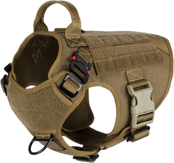 ICEFANG Tactical Dog Harness, Medium Size, 2X Metal Buckle, Working Dog MOLLE Vest with Handle, No Pulling Clip
