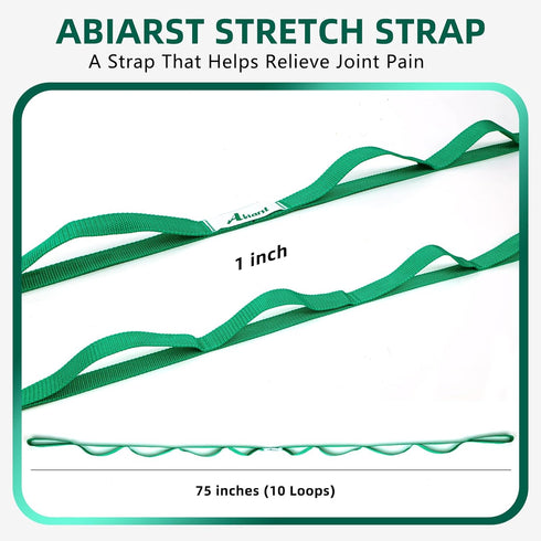 Stretching Strap Yoga Strap for Physical Therapy - 10 Loops Non-Elastic Stretch Strap for Pilates and Exercise