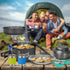 Odoland 15pcs Non-Stick Camping Cookware Mess Kit, Lightweight Pot Pan Kettle Set with Stainless Steel Cups Plates