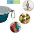 Small Collapsible Dog Bowl, 12oz, 2 Pack Portable and Foldable Pet Travel Bowls with Carabiners & Lids (Blue+Green+Grey)