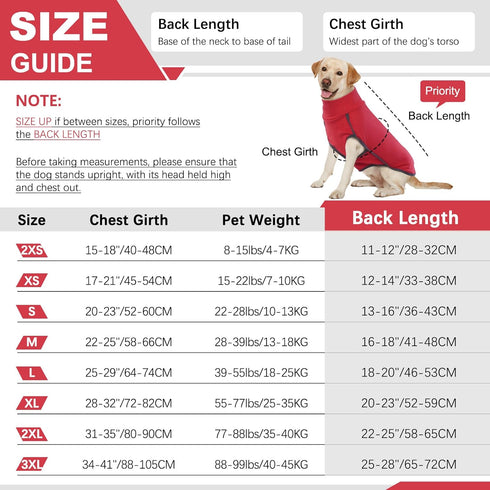 ROZKITCH Dog Winter Coat, Soft Pullover Pajamas, Windproof Cold Weather Jacket for Small Medium Large Dogs (Bright Red,