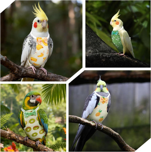 LXUEJIE 4 Pcs Bird Diaper, Cute Pet Bird Diaper, Parrot Nappy Reusable Flight Suit with Waterproof Inner Birds Diapers