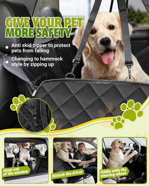 600D 100% Hammock Dog Car Seat Cover, Heavy Dute Durable Car Seat Cover for Dogs Pets, Waterproof Scratch Proof Nonslip