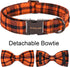 ARING PET Cute Fall Dog Collar with Bow, Adjustable Halloween Orange Grid Bowtie Collar for Small Medium Large Dogs