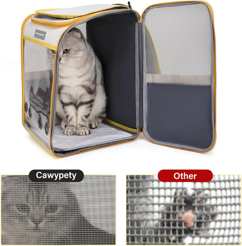 Cat Carrier Backpack, Large Collapsible Breathable Carrier for Cats Under 16 lbs, Small Dog Travel Bag for Car