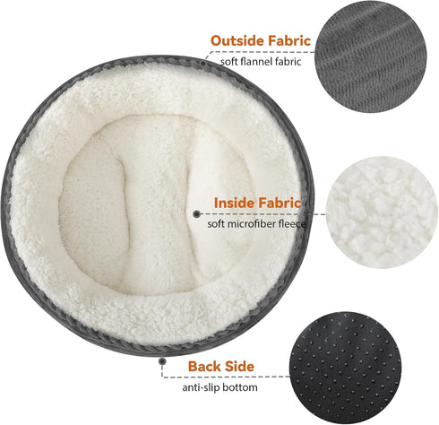 Cat Beds for Indoor Cats, Round Donut Cat Bed, Dog Beds for Small Dogs, Pet Beds for Puppy and Kitty, Extra Soft & Machine Washable, 20 Inch, Dark Grey