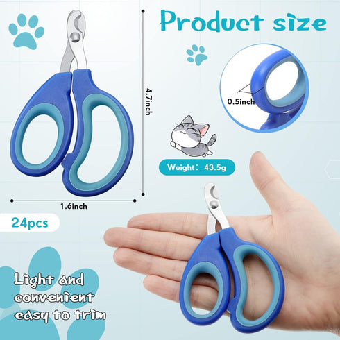 24 Trimmer Therwen Pcs Cat Nail Clipper Bulk Cat Nail Kitten Claw Clippers Pet Nails Cutter Claw Care for Cats Kittens