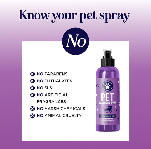 Lavender Oil Dog Deodorizing Spray, Lightly Scented Dog Spray for Smelly Dogs and Puppies with Lavender Essential Oil