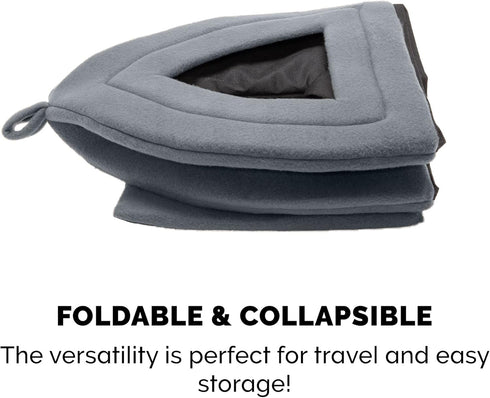 Furhaven Cat Bed Cave for Indoor Cats & Small Dogs - Washable Polar Fleece Pet Tent with Removable Cushion - Heather