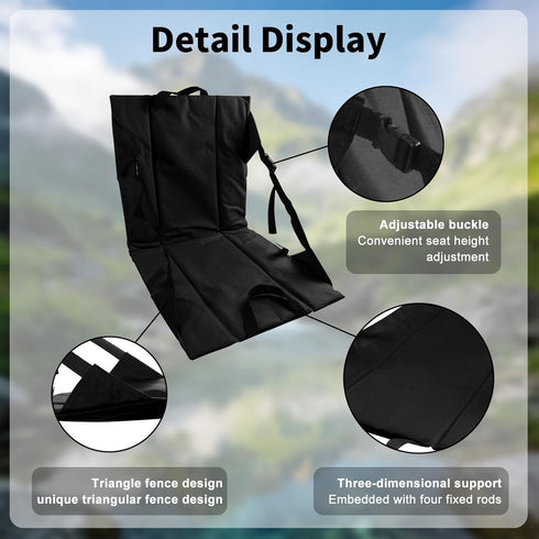 Fishing,15.8'' 16.5'',Lightweight Folding Stadium Seat Cushion with Backrest, Portable Bleacher Pad for Camping, x