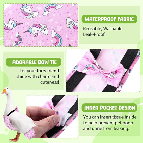 8-Pack Adjustable Chicken Diapers - Reusable Waterproof Duck Diapers for Poultry (Large)