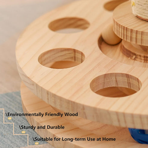 2 Cat Scratching Post with Hanging Ball,Cat Turntable Ball Toy,Cat Mushroom Sisal Scratcher,Kitten Layer Wooden Track