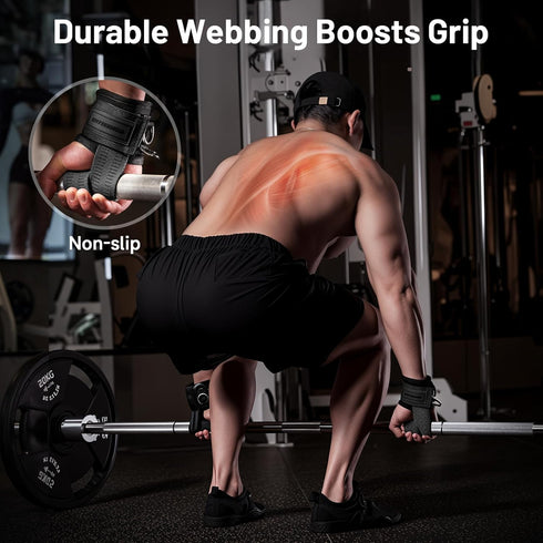 10mm MANUEKLEAR Non-Slip Wrist Straps for Weightlifting Deadlifting, Gym Lifting Straps with D Rings for Cable Machine