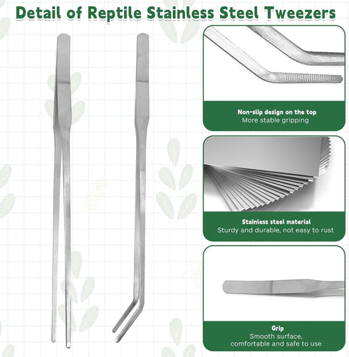 kathson Stainless Steel Reptile Tweezers Bug Feeding Clamp for Insects, Lizard, Turtle, Snake, Spider, Frog