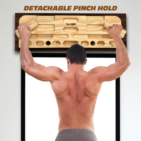 Yes4All Wooden Hang Board for Doorway - Hand Strengthener Equipment for Finger, Grip, and Pull Up Training