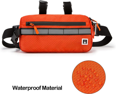 Waterproof Bike Bag, Front Handlebar Bag for Bicycles, Converts to Crossbody Bag (Orange)